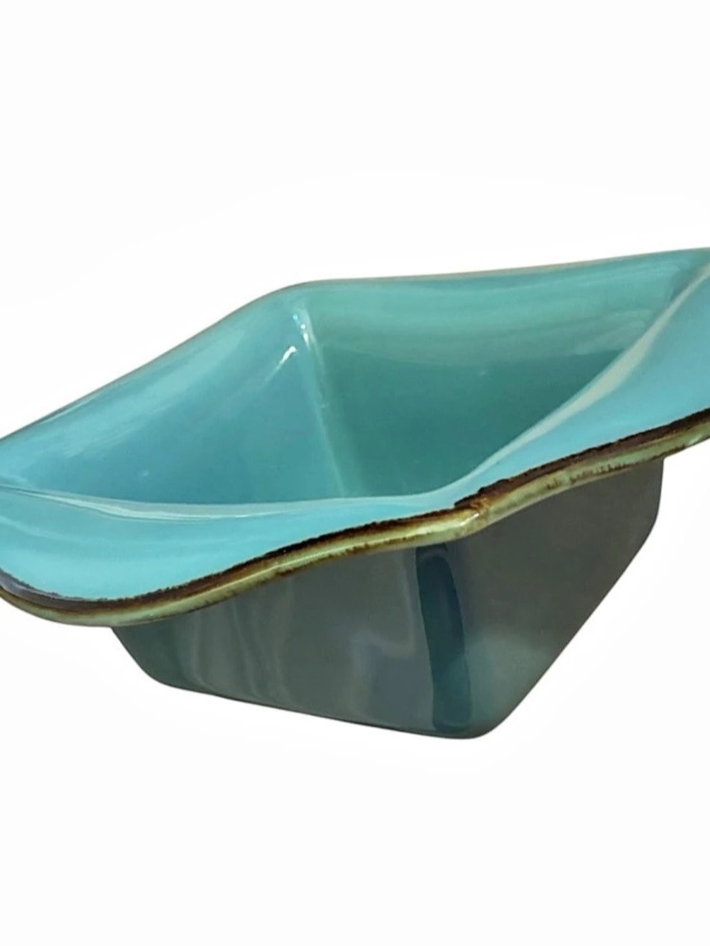 Southern Living At HOME Tuscan Everyday Baker Ceramic 9” Square Teal rolled rim